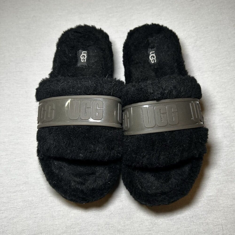 UGG Oh Fluffita Platform slides in black sheepskin 6.5